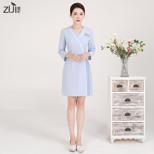 职业连衣裙女2025新款 高端美容院养生馆技师医疗美容师工作服秋冬