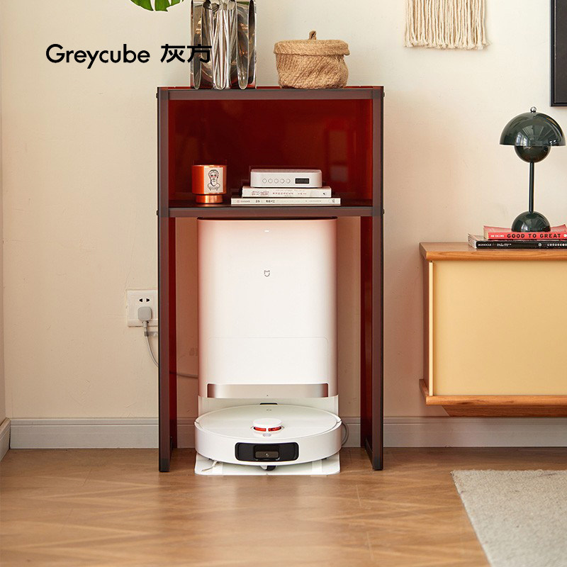 灰方扫地机器人上置物架轻奢亚克力可移动小边柜扫地机器人收纳柜
