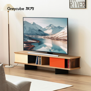 灰方包豪斯客厅落地实木电视柜书柜储物柜书架电视背景墙置物柜