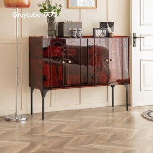 灰方意式轻奢餐边柜一体靠墙亚克力边柜家用收纳储物柜法式玄关柜