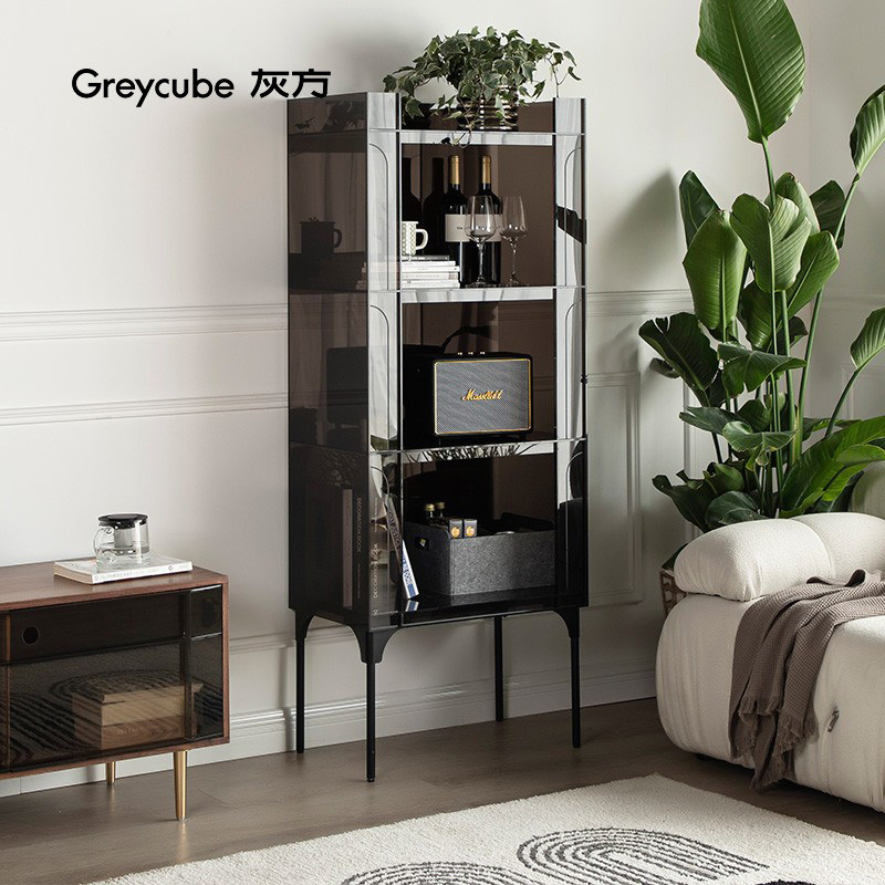 灰方轻奢置物架亚克力客厅酒柜子卧室书架家用展示柜书柜边柜现代