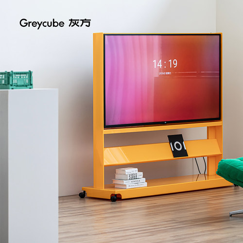 灰方电视移动支架小户型客厅卧室现代简约落地收纳储物电视柜带轮