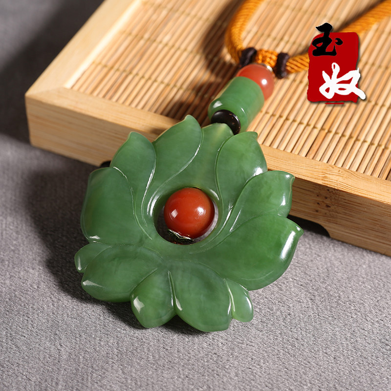 Russia Nephrite  Old pit spinach green/Jasper/Snow Lotus/Nine Lotus Pendant sweater chain /51 gramin the Jewelry/Diamond/Jade/Gold , And nephrite , Choker  category - from Buy2taobao.com to provide professional Taobao agent buy service