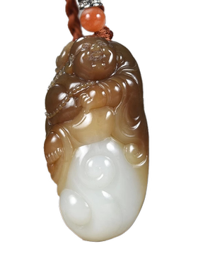 名家把件天然和田玉笑佛