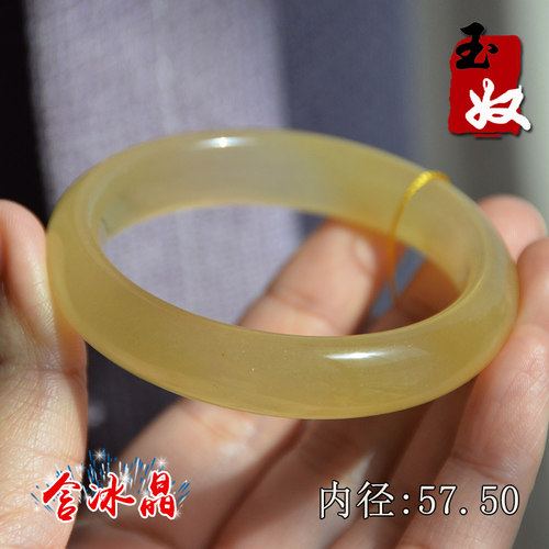 新疆阿勒泰天然金丝玉/鸡油黄色宝石光/地表料/手镯子/福镯/57/58