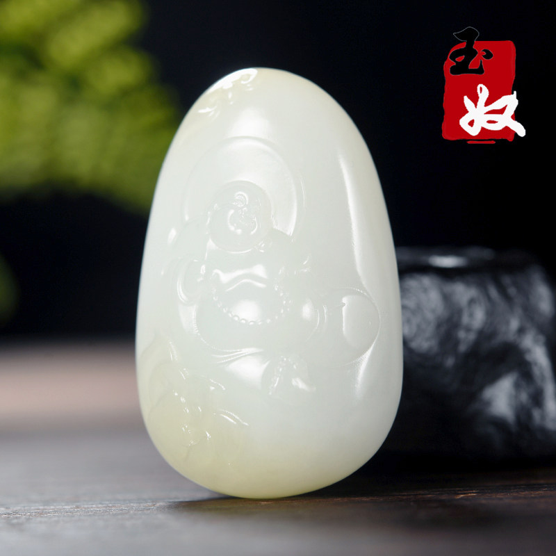 新疆和田玉/一级白浅蜂蜜水天地糖羊脂白玉/笑佛/蝙蝠/荷花/吊坠