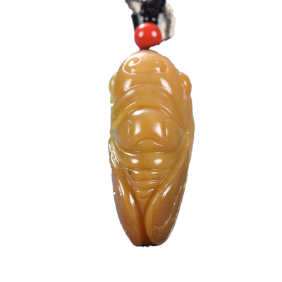 新疆天然和田玉/黄沁籽料/蝉/知了/一鸣惊人/吊坠/挂件/16.92克