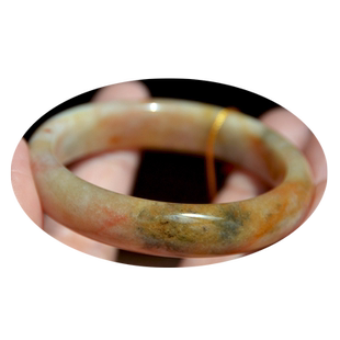 新疆克拉玛依乌尔禾天然金丝玉/辉煌粉彩玉细料/地表籽料/手镯/54