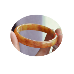 玉奴/新疆乌尔禾天然金丝玉手镯子/红黄色籽料细条手镯/55/56