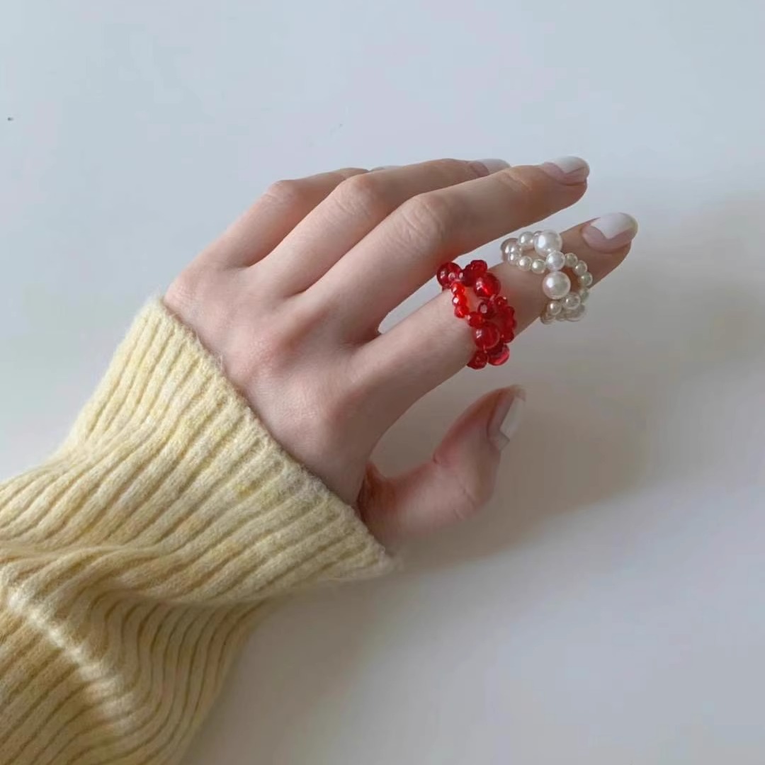 戒指earlobe韩国东大门代购简约珠子可爱珠子指环女