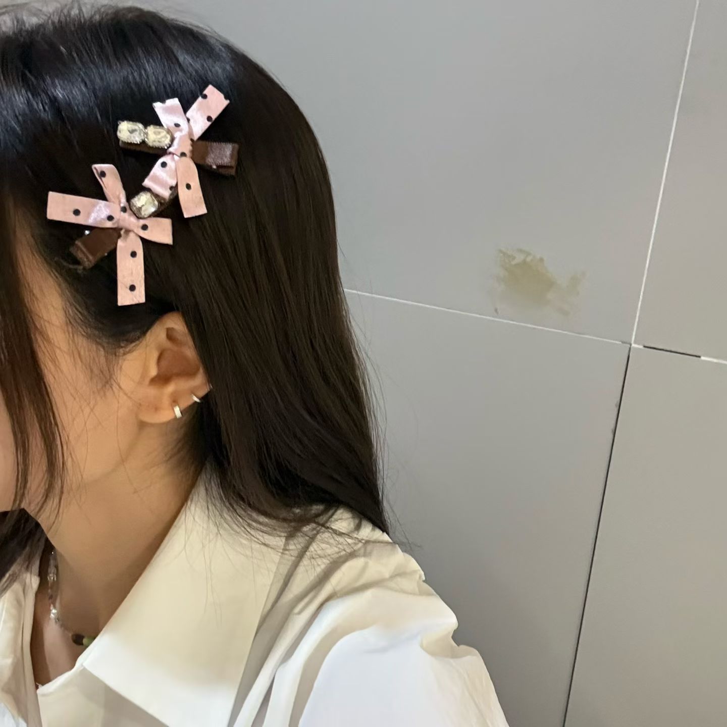 发夹鸭嘴夹 Trois de LEI东大门代购 格子 蝴蝶结边夹刘海夹3