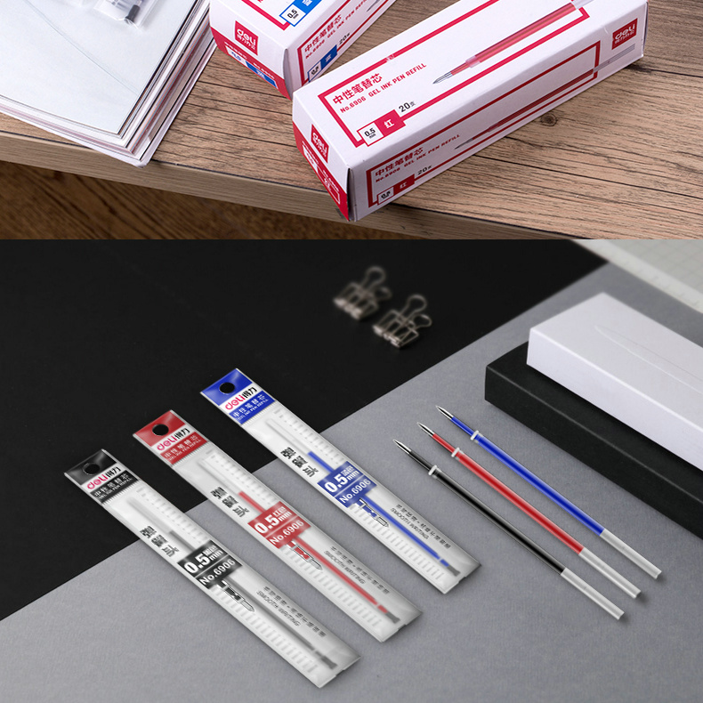 得力6906中性笔芯0.5弹簧头按动中性笔替芯S01水笔替芯