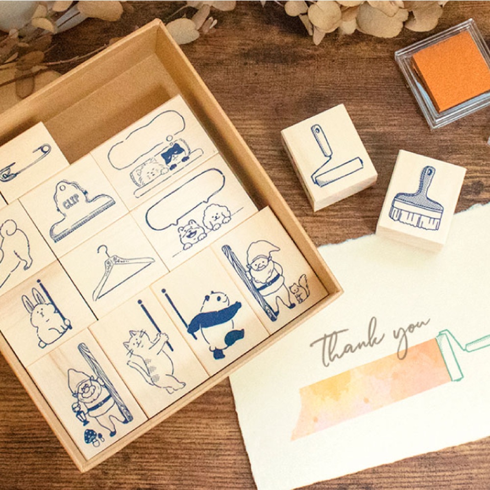 文具女子博木质动物印章