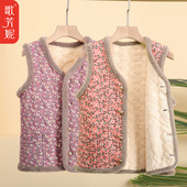 妈妈加绒加厚马甲棉衣外套秋冬装 奶奶背心棉服中老年 新款 中年女装