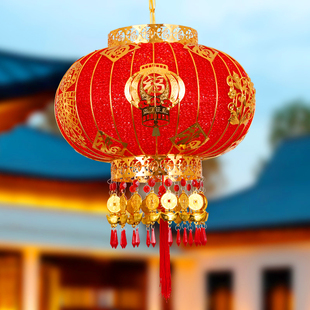 阳台大门灯笼新年结婚喜庆乔迁旋转走马吊灯led玄关灯笼挂件装饰