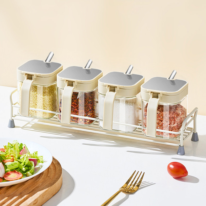 调料品罐家庭厨房无铅玻璃带勺子