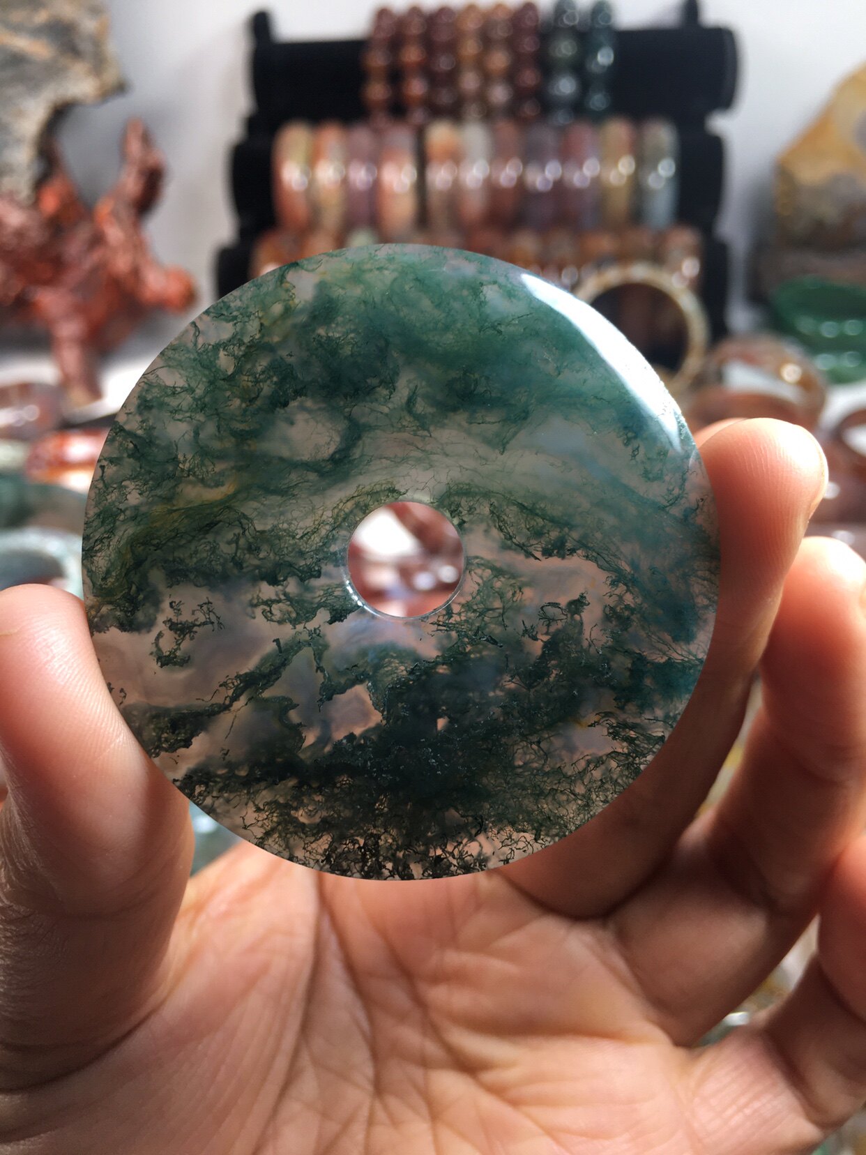 阜新本地水草玛瑙绿幽灵平安扣