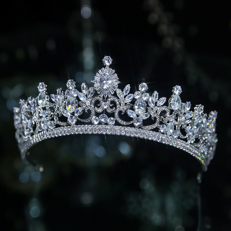 新娘银色水晶结婚礼王冠气质女王大气超仙婚纱头饰水钻皇冠品念涵