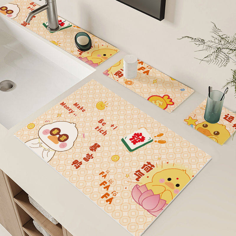 厨房防潮防霉餐具碗盘干燥控水垫防水防滑免洗隔热台面防污吸水垫