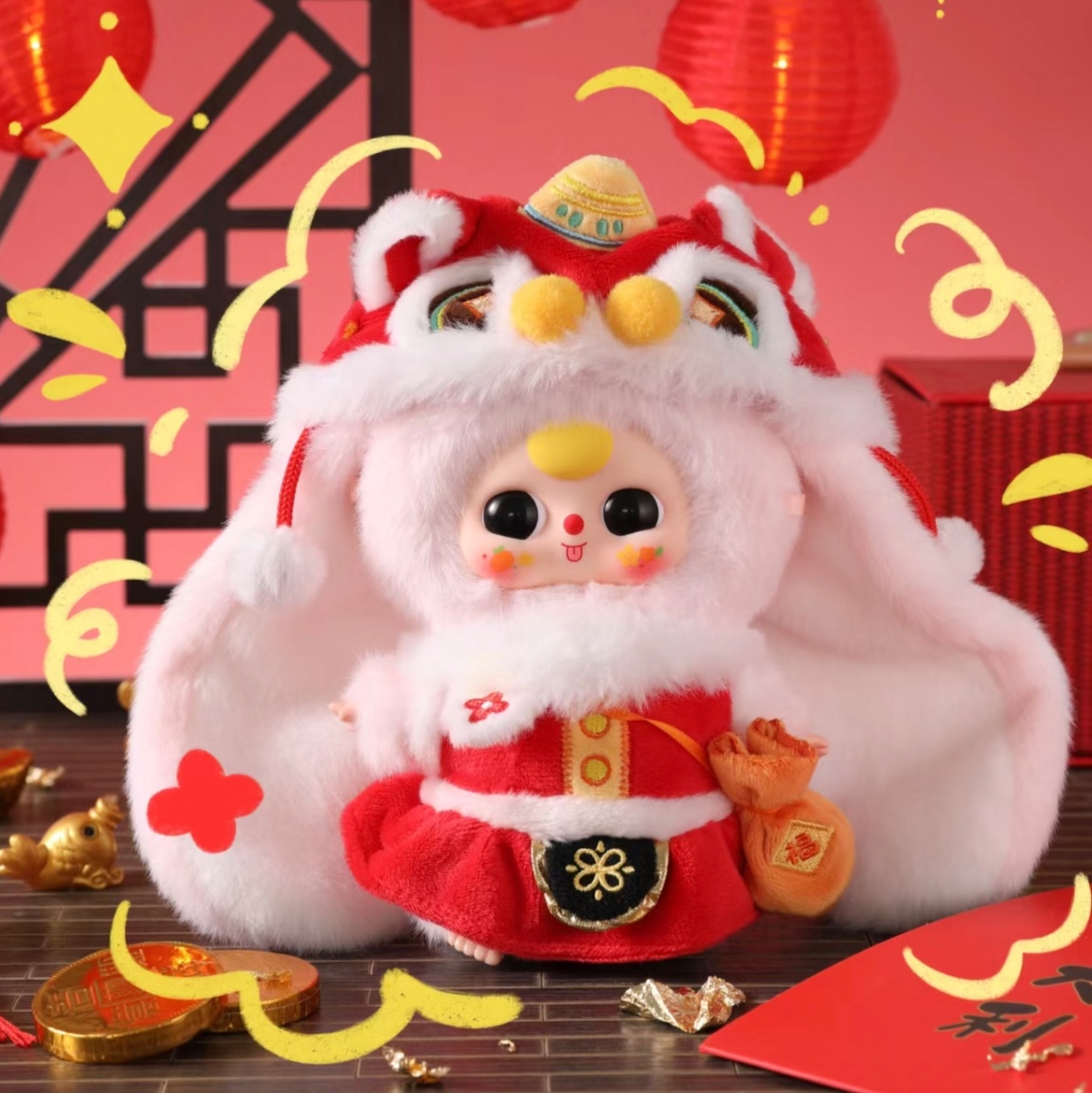 【确认款】正版现货baby three娃三岁过大年毛绒潮玩盲盒手办玩具