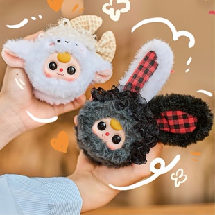 【确认款】正版baby three娃三岁化妆镜毛绒潮玩盲盒挂件礼物摆件