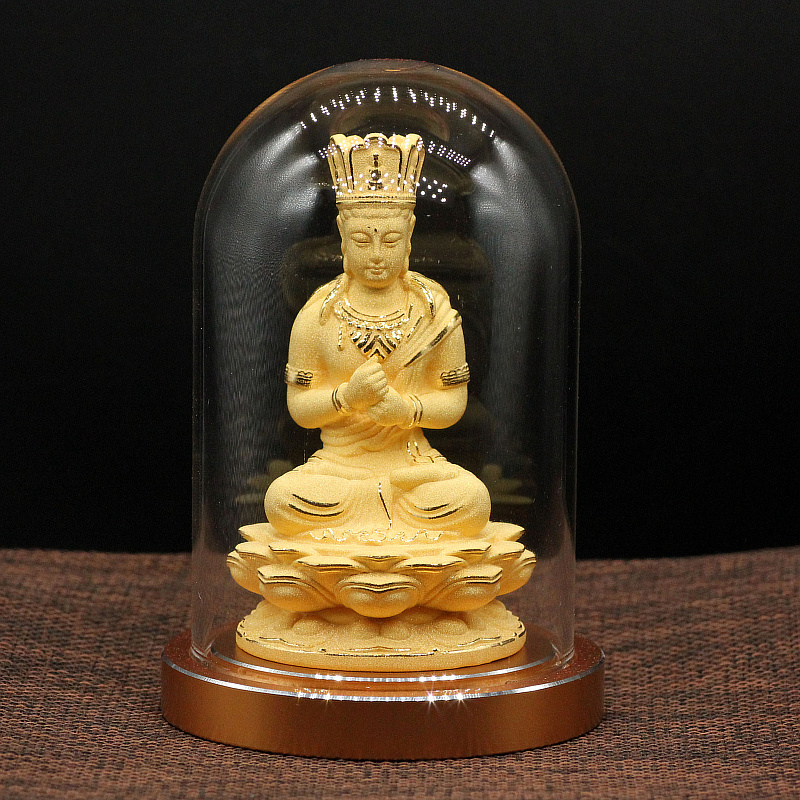 绒沙金大日如来汽车摆件保平安生肖羊猴本命佛车饰品车上迷你佛像