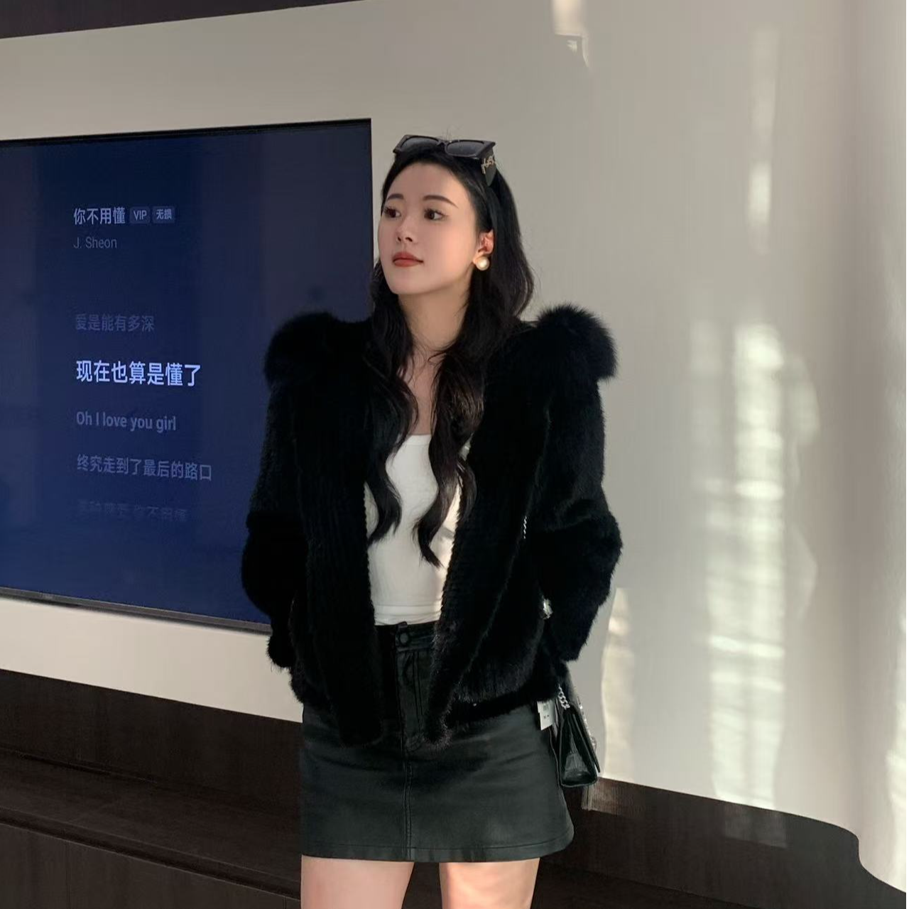 【暗夜精灵】水貂编织蓝狐连帽外套 DD