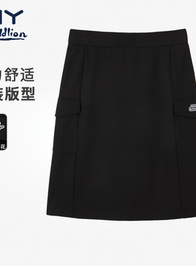 金利来GY工装风黑色多口袋半身裙女休闲A字短裙弹力舒适工装短裙