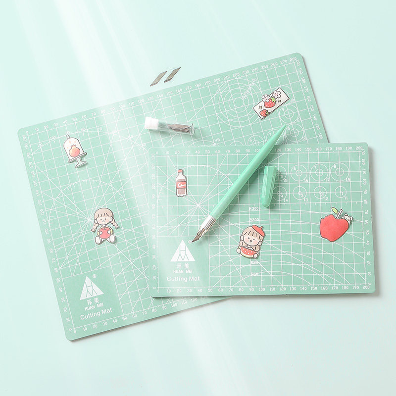 环美a3切割垫板大号手工套装桌面刻板学生用画画美工裁纸工作pvc手帐绿色软桌垫a4模型防割双面雕刻尺寸diy