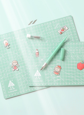 环美a3切割垫板大号手工套装桌面刻板学生用画画美工裁纸工作pvc手帐绿色软桌垫a4模型防割双面雕刻尺寸diy