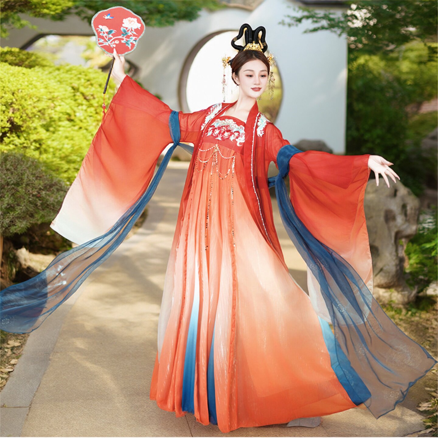 大唐夜宴夏辉舞蹈服中国风汉唐古典舞身韵女演出服飘逸双面燕洵新