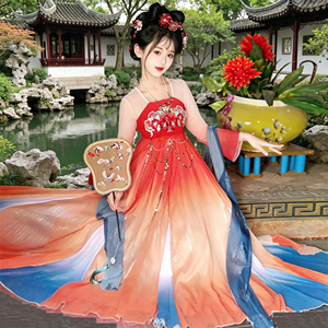 儿童古典舞服装大唐夜宴流芳舞蹈汉唐演出服飘逸仙气大裙摆连衣裙
