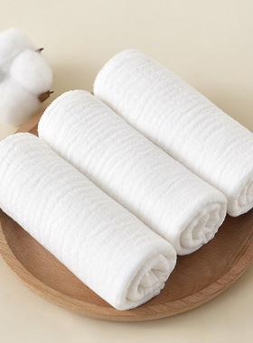 a类素色纱布方巾婴儿纯棉口水巾新生儿宝宝洗脸毛巾儿童擦手巾