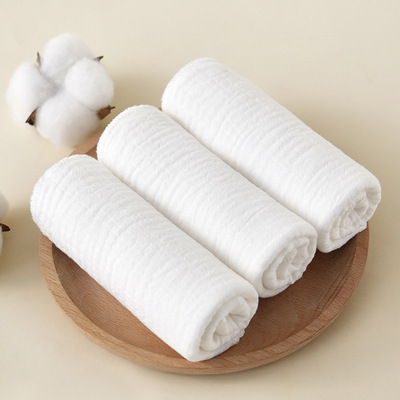 a类素色纱布方巾婴儿纯棉口水巾新生儿宝宝洗脸毛巾儿童擦手巾