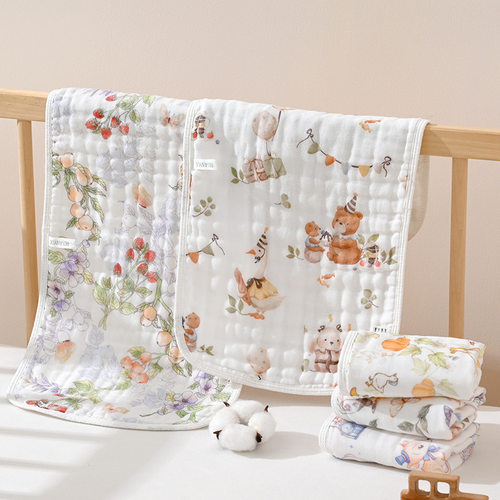 婴儿童巾纯棉a类纱布六层可挂式宝宝洗脸洗澡毛巾小宝宝口水巾