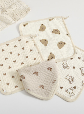 韩风四层纯棉纱布方巾新生婴儿毛巾宝宝用品儿童手帕洗脸小方巾