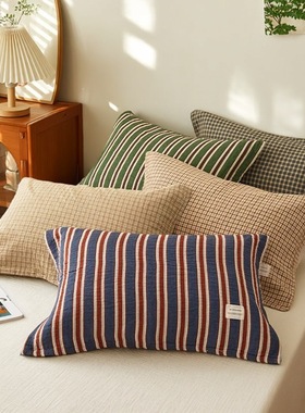 纯棉a类纱布枕巾高端全棉枕头巾一对家用成人柔软透气吸汗