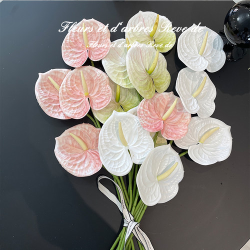 简约ins粉掌桃假花仿真花摆件
