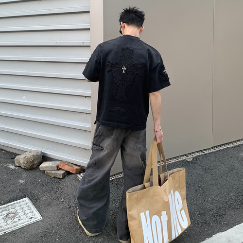 潮牌夏季纯棉情侣宽松短袖T恤