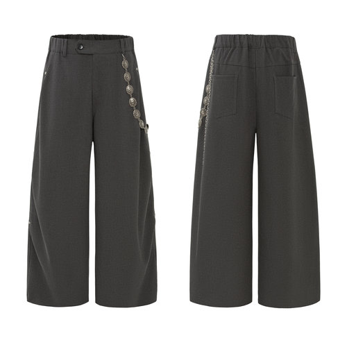 秋冬配挂饰男士直筒阔腿裤