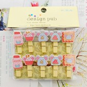 卡通动物小龙猫木夹幼儿园装 饰照片墙彩色发夹教学用迷你小木夹子