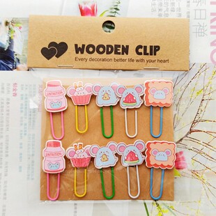 卡通动物龙猫曲别针木发夹可爱彩色装饰回型针金属u形针票据固定