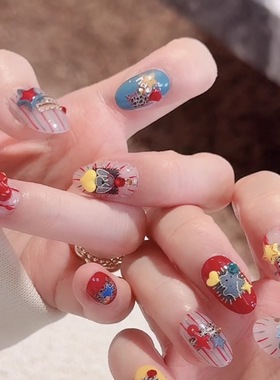 【桃乐丝】超可爱立体爱心造型设计感涂鸦美甲ins卡通童趣穿戴甲