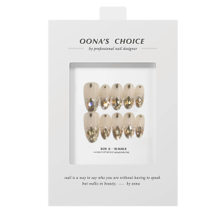 全华钻指尖爆闪高级香槟金色亮片美甲杏仁千金感穿戴甲 闪光灯