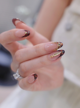 【安可拉】原创设计师款全华钻超酷飒豹纹元素杏仁甲辣妹风穿戴甲