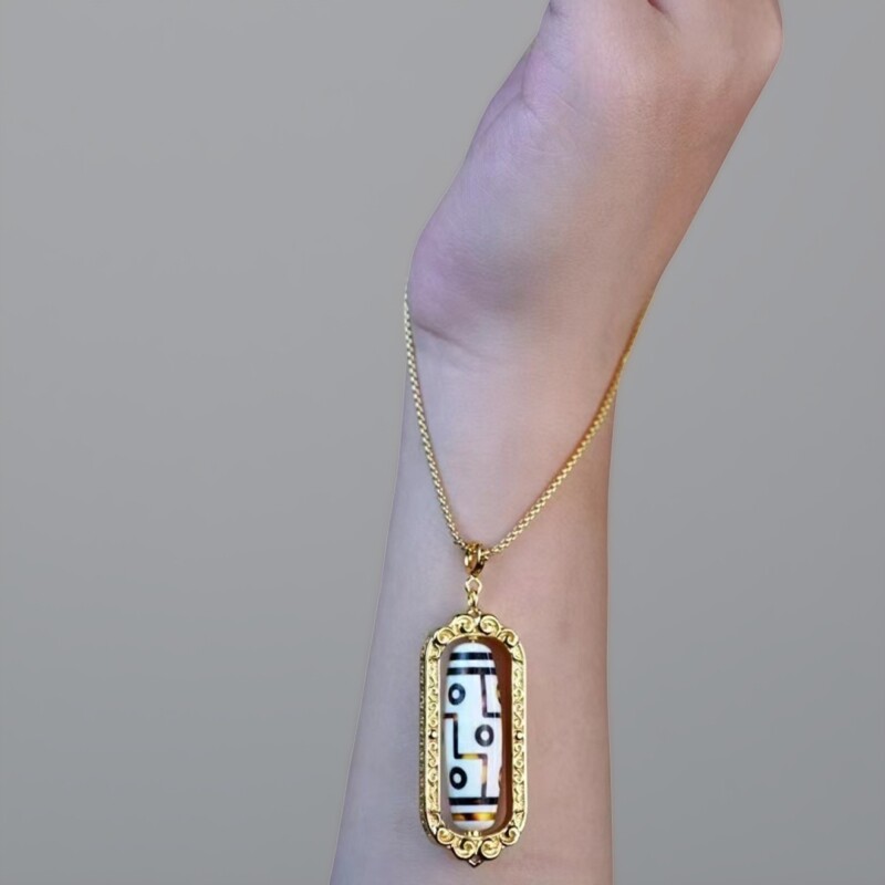 保真天然猛犸象牙雕刻九眼天珠吊坠男女款文玩项链民族风个性饰品