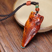 天然西藏老料牦牛骨开片包浆瑞兽金刚杵吊坠男女文玩项链挂饰品