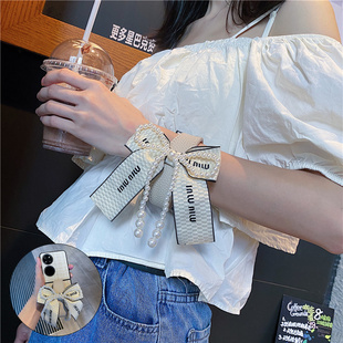 适用华为p50pockets手机壳purax新款荣耀magicv折叠屏蝴蝶结腕带oppofindn3/n2flip小米MIXFlip三星zflip5/6