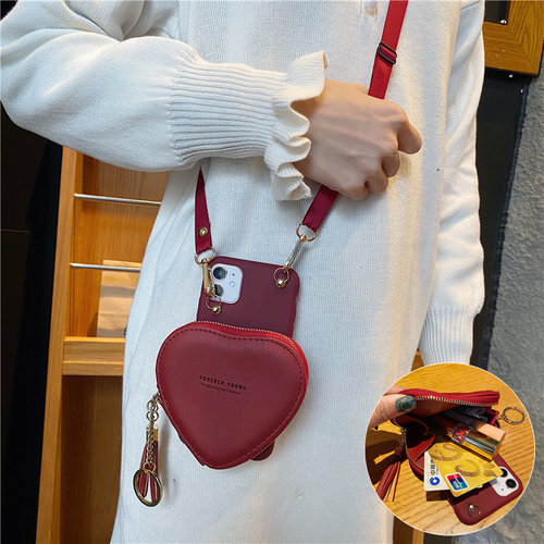 心形零钱包适用红米17斜挎手机壳