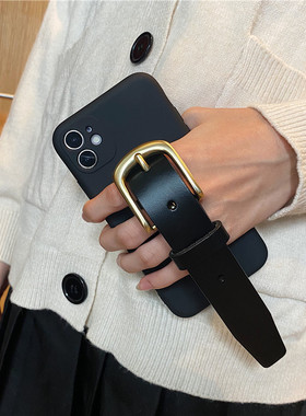 戚薇李晟同款适用苹果15手机壳14promax真皮腕带12套11软17女iphone16防摔8plus黑色xsmax牛皮13手腕带13mini